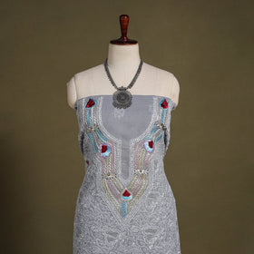Chikankari with Parsi Style Embroidery Cotton Kurta Material