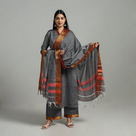  Grey Cotton Dharwad Kurta Set with Palazzo & Dupatta