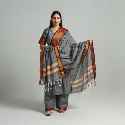  Cotton Grey Dharwad Kurta Set with Palazzo & Dupatta