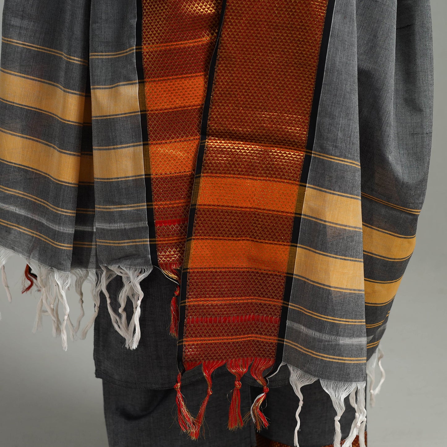  Grey Cotton Dharwad Kurta Set with Palazzo & Dupatta