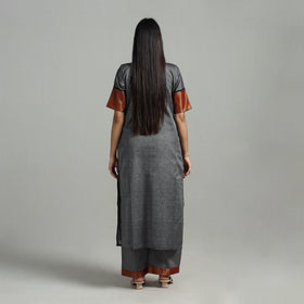  Grey Cotton Dharwad Kurta Set with Palazzo & Dupatta