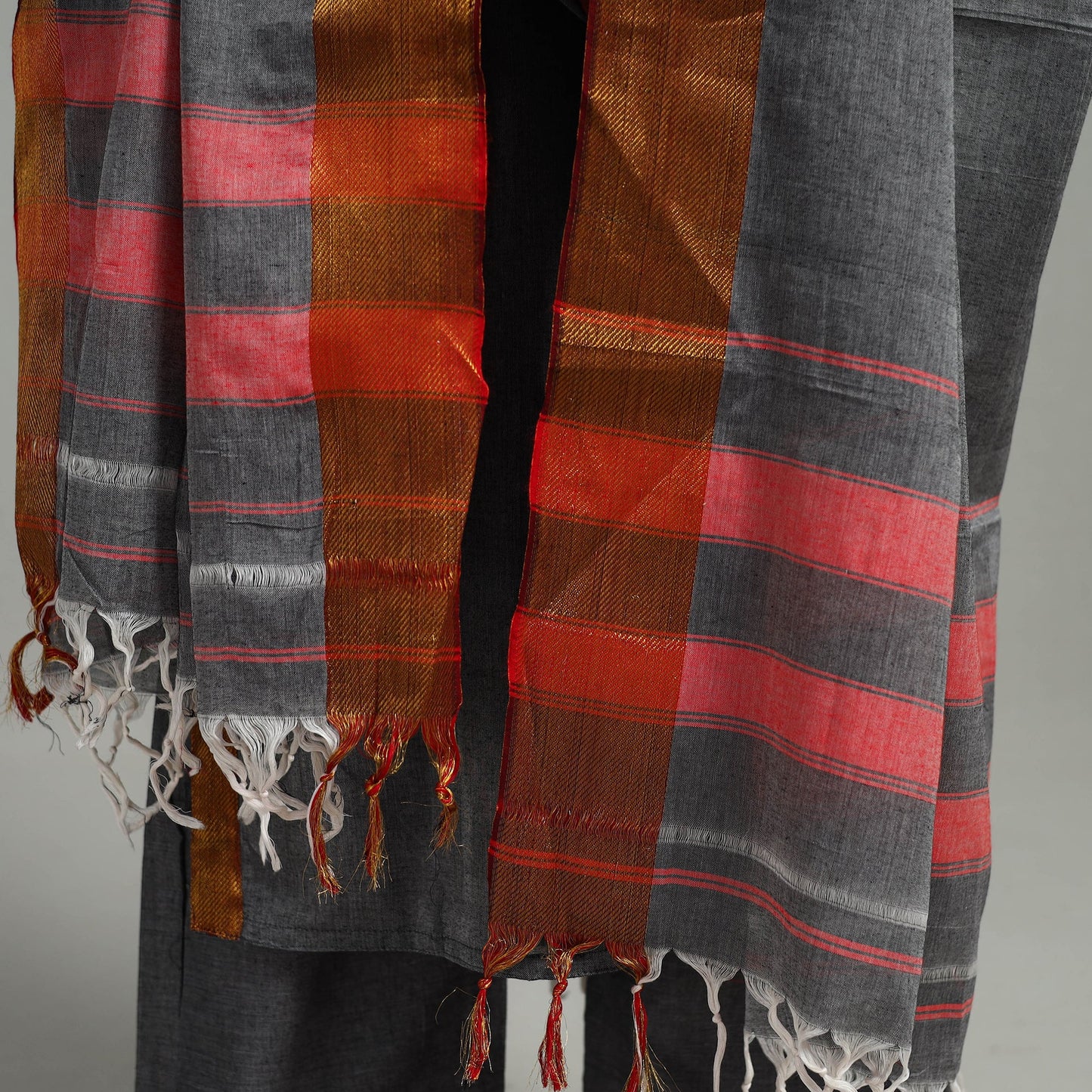  Grey Cotton Dharwad Kurta Set with Palazzo & Dupatta