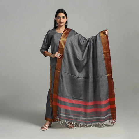  Grey Cotton Dharwad Kurta Set with Palazzo & Dupatta