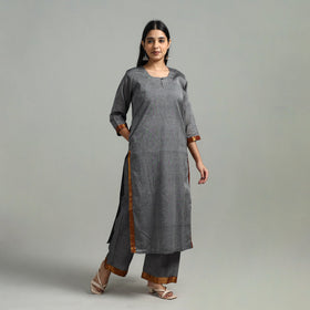  Grey Cotton Dharwad Kurta Set with Palazzo & Dupatta