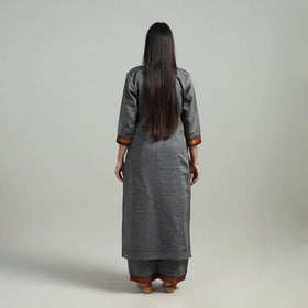  Grey Cotton Dharwad Kurta Set with Palazzo & Dupatta