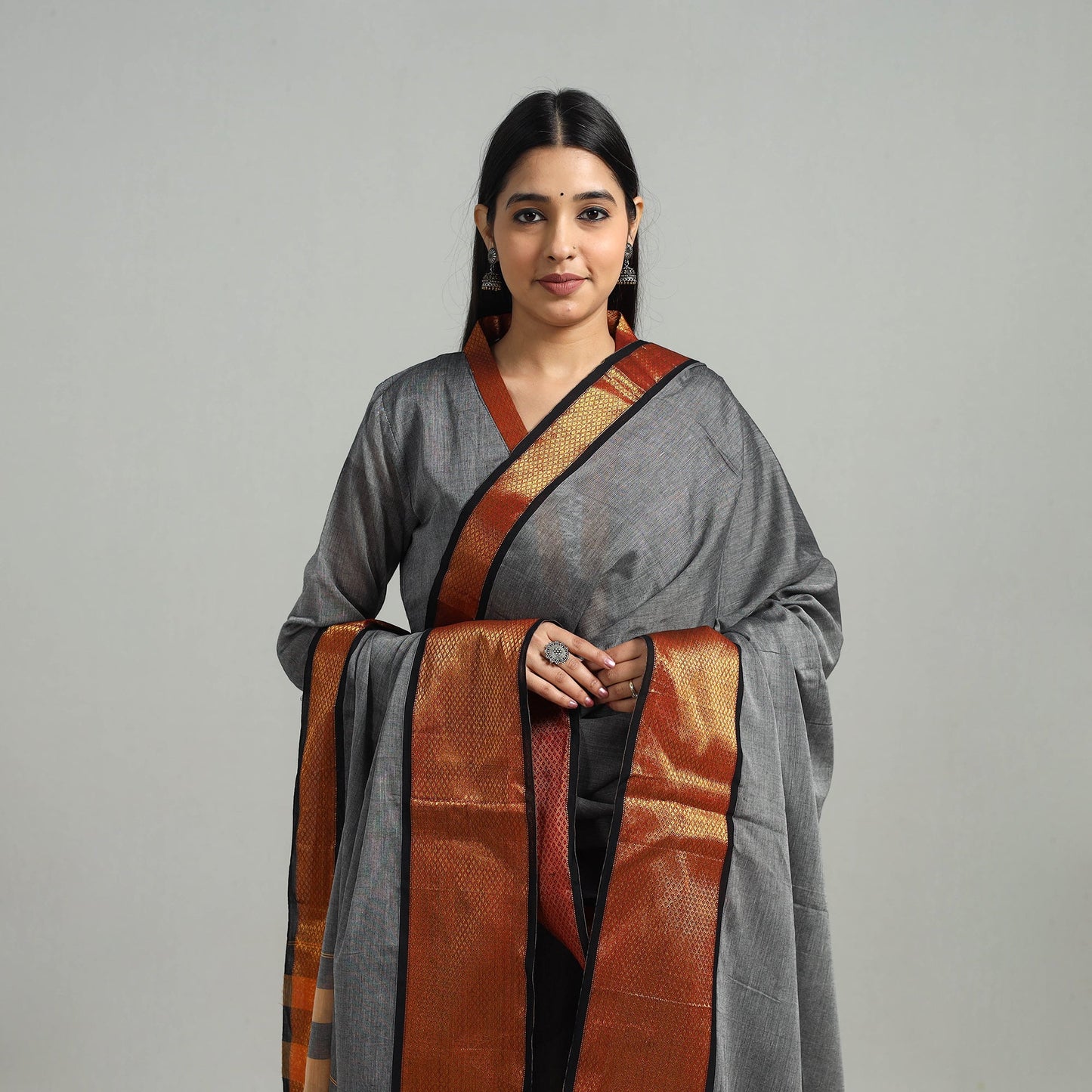  Cotton Grey Dharwad Kurta Set with Palazzo & Dupatta