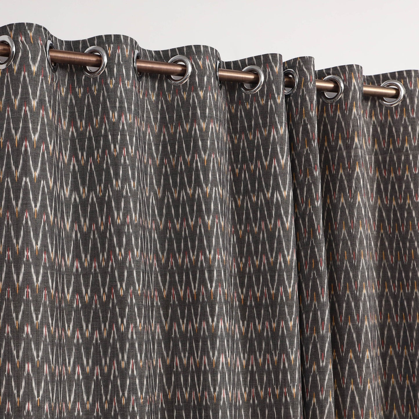 Grey - cotton door pochampally ikat curtain (7 x 3 feet)