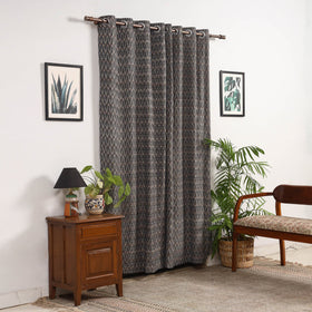 Grey - cotton door pochampally ikat curtain (7 x 3 feet)