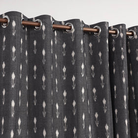 Grey - cotton door pochampally ikat curtain (7 x 3 feet)