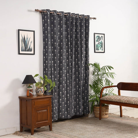Grey - cotton door pochampally ikat curtain (7 x 3 feet)