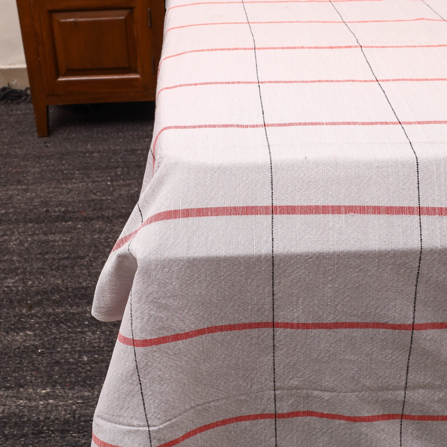 Grey - cotton double handloom bed cover (98 x 90 in) 50