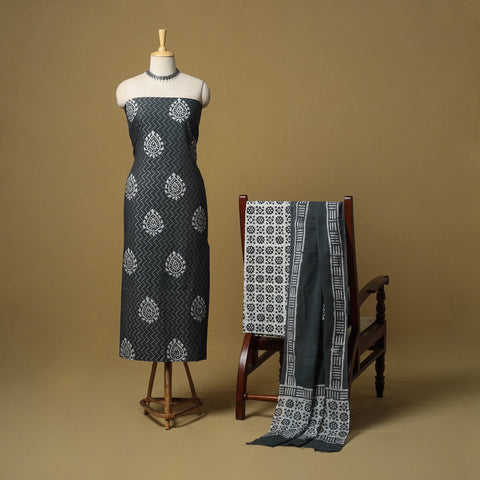 Cotton hand batik 3pc unstitched dress material 04