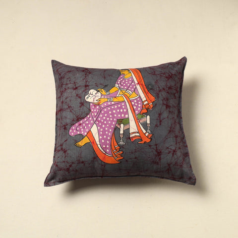 Grey - cotton hand batik cushion cover (18 x 18 in) 23