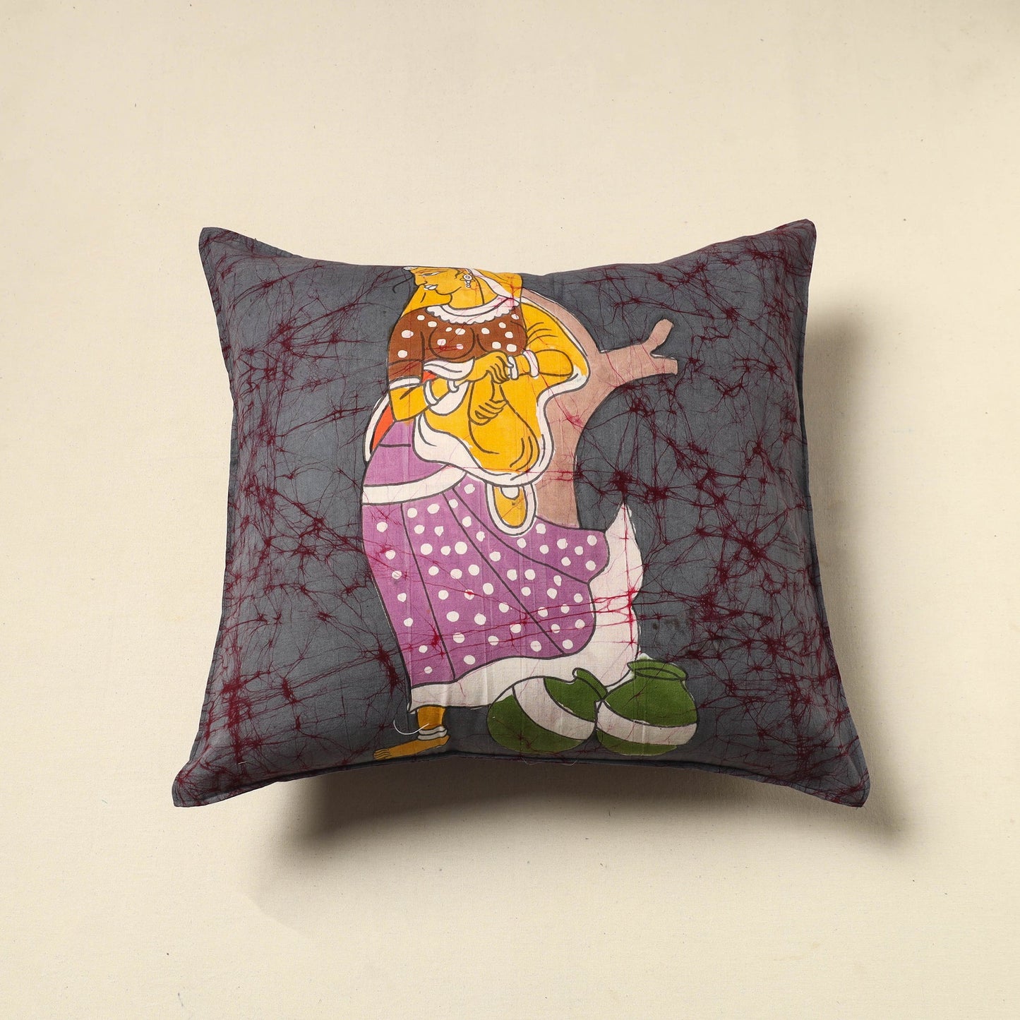 Grey - cotton hand batik cushion cover (18 x 18 in) 27