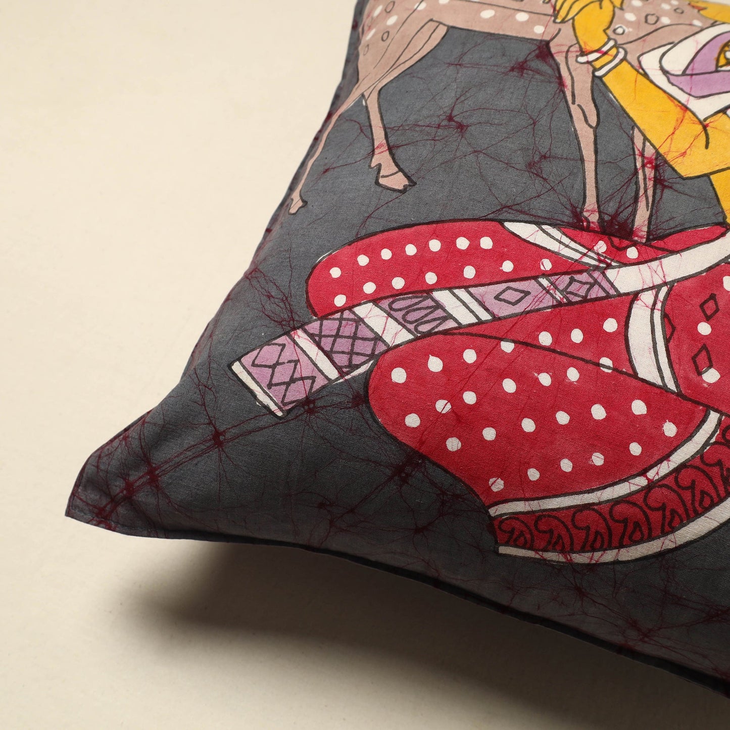 Grey Cotton Hand Batik Cushion Cover