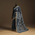 Grey - cotton hand batik saree with blouse 07 - handcrafted