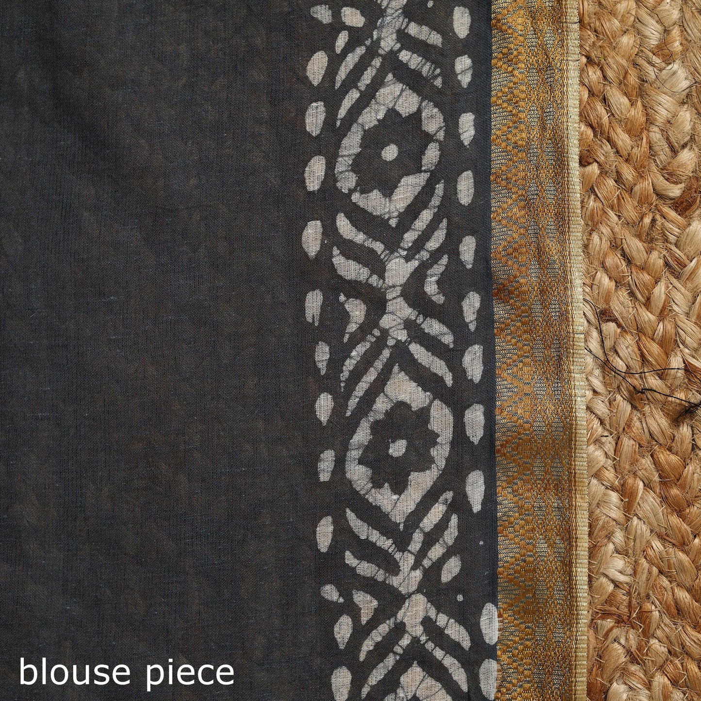 Grey - cotton hand batik saree with blouse 07 - handcrafted