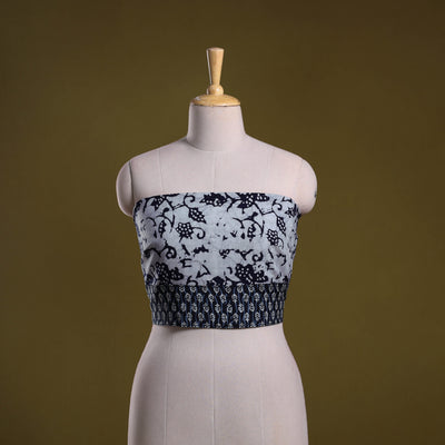 Cotton hand block batik print blouse piece 63 - handcrafted