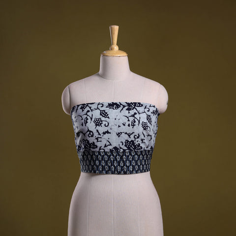 Cotton hand block batik print blouse piece 63 - handcrafted