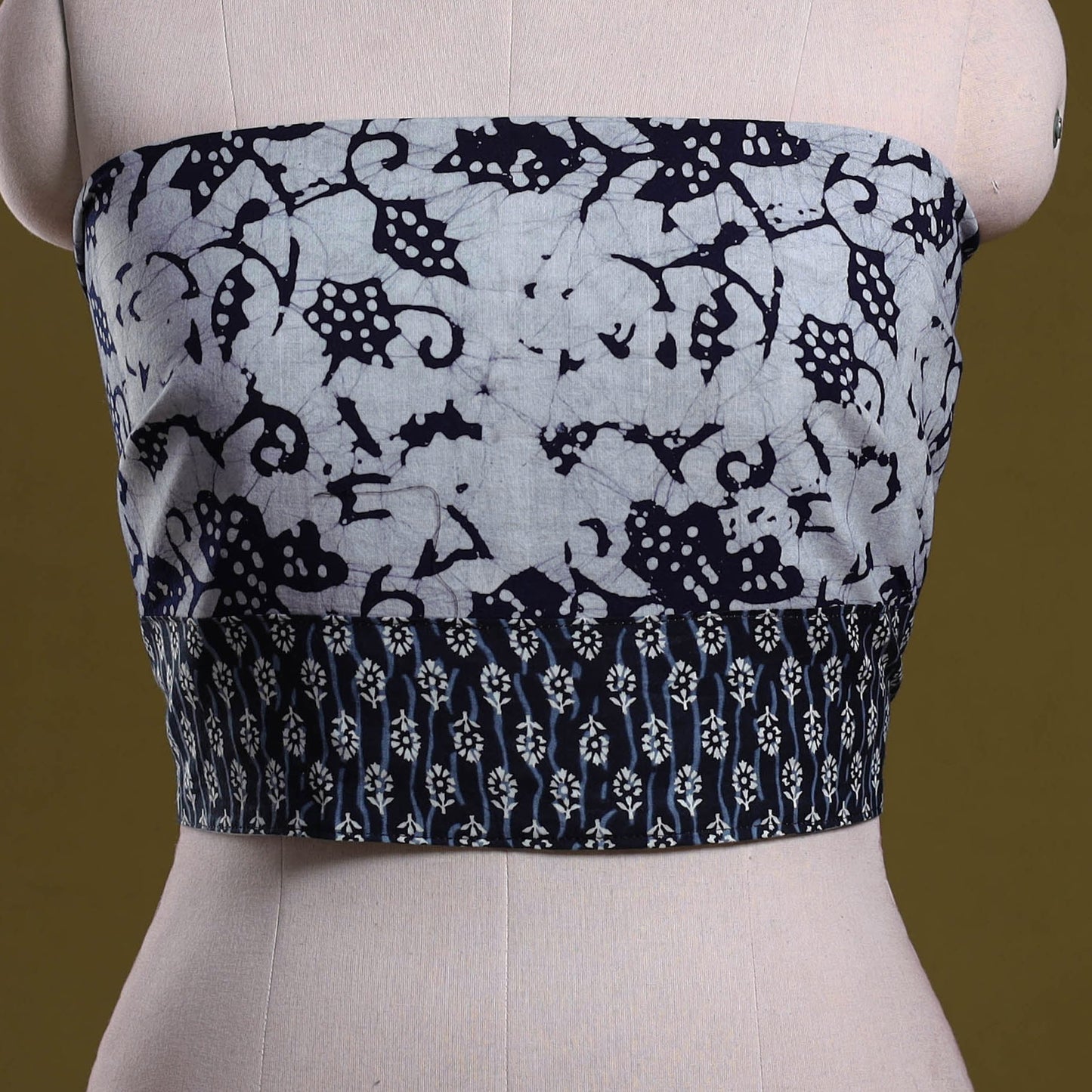 Cotton hand block batik print blouse piece 63 - handcrafted