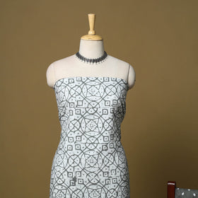 Pink - cotton hand kutch batik 3pc unstitched dress