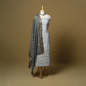 Pink - cotton hand kutch batik 3pc unstitched dress