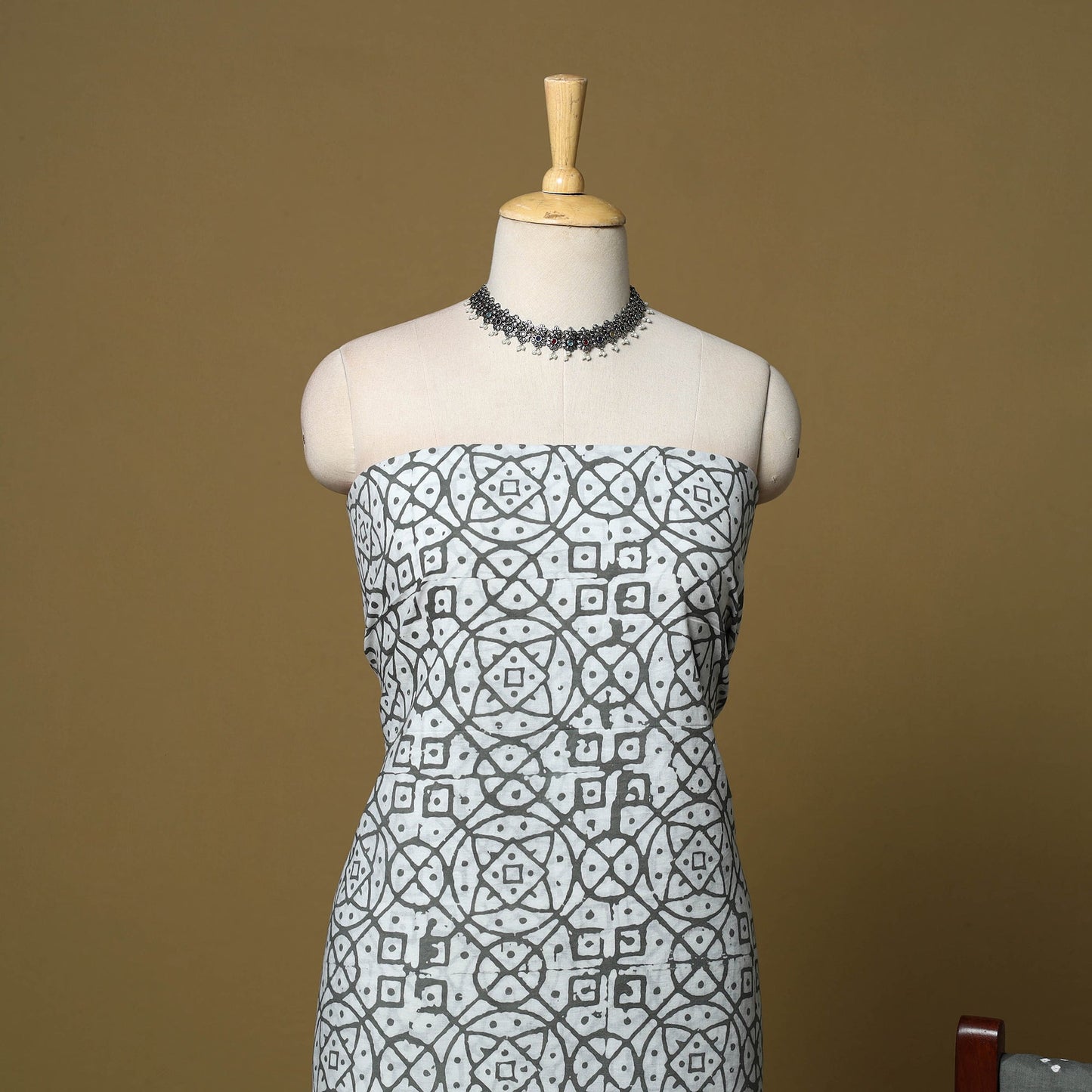 Pink - cotton hand kutch batik 3pc unstitched dress