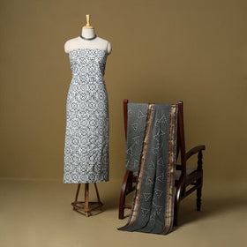 Pink - cotton hand kutch batik 3pc unstitched dress