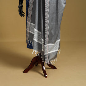 Grey - cotton jacquard dupatta with thread border 07