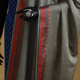 Grey - cotton jacquard dupatta with thread border 17