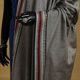 Grey - cotton jacquard dupatta with thread border 35