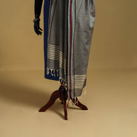 Grey - cotton jacquard dupatta with thread border 35