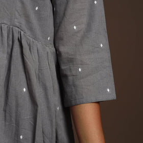 Grey - cotton jacquard kurta set (set of 2) 02 - handcrafted