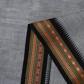  Grey Cotton Kanchipuram Fabric with Thread Border