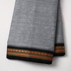  Grey Cotton Kanchipuram Fabric with Thread Border