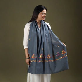 Buy Grey Cotton Kashida Embroidery Stole