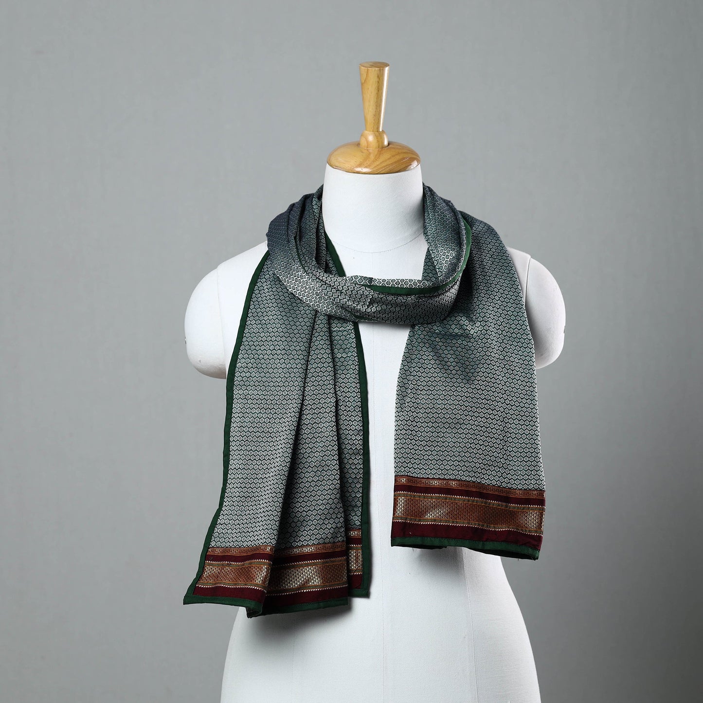 Grey - cotton khun weave stole 01 - handcrafted
