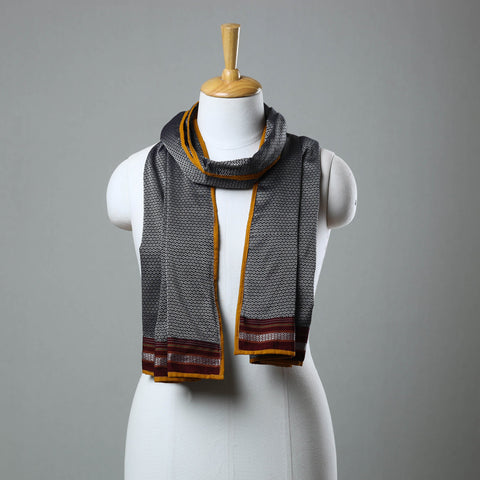 Grey - cotton khun weave stole 09 - handcrafted
