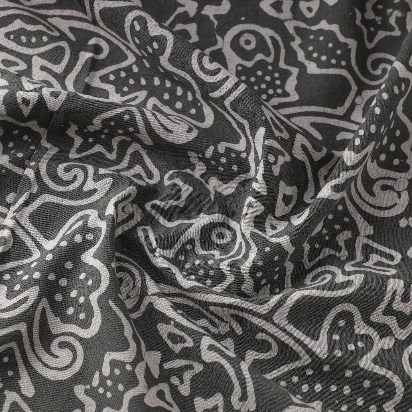  Grey Cotton Kutch Batik Print Fabric