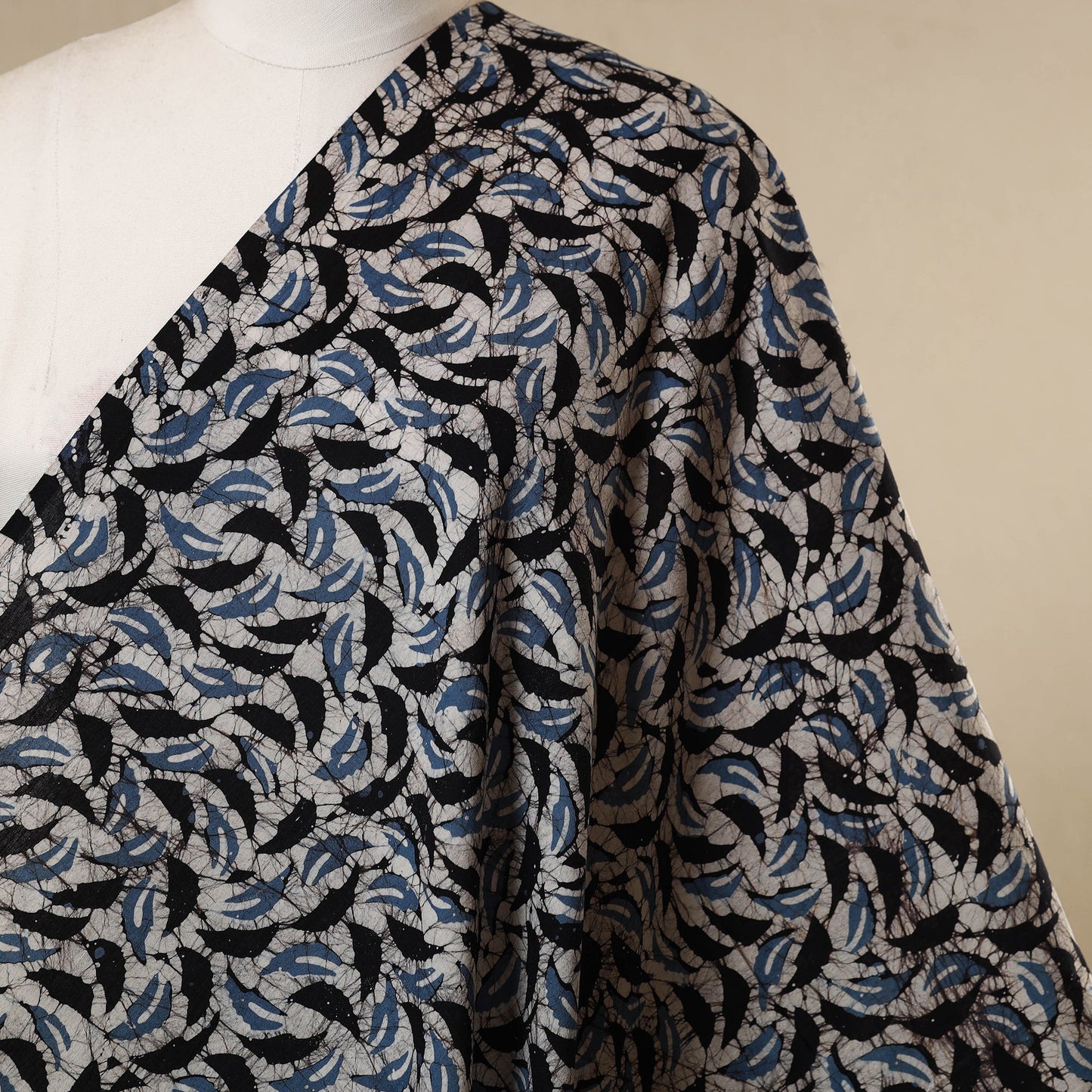 Grey - cotton kutch batik fabric 17 - handcrafted