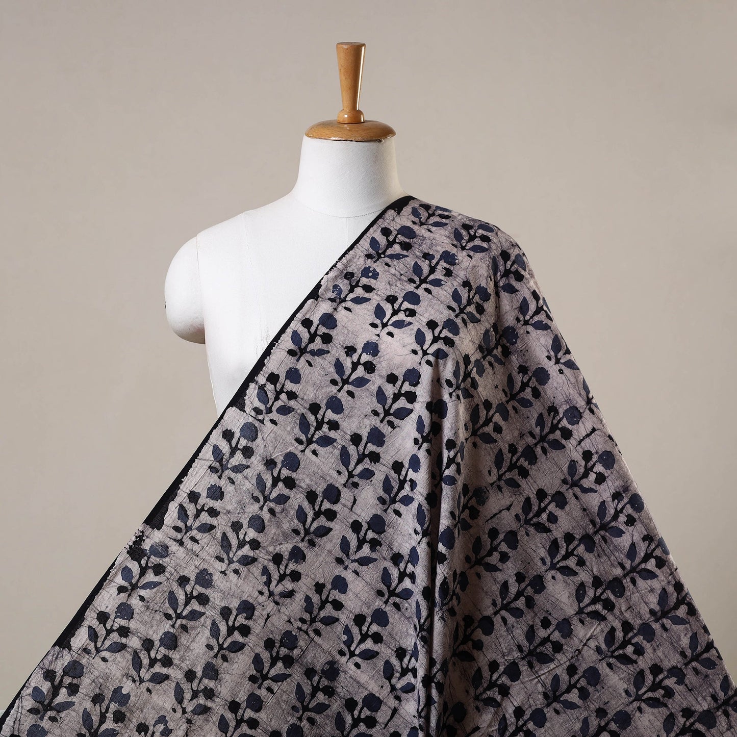 Grey Cotton Kutch Hand Batik Print Fabric