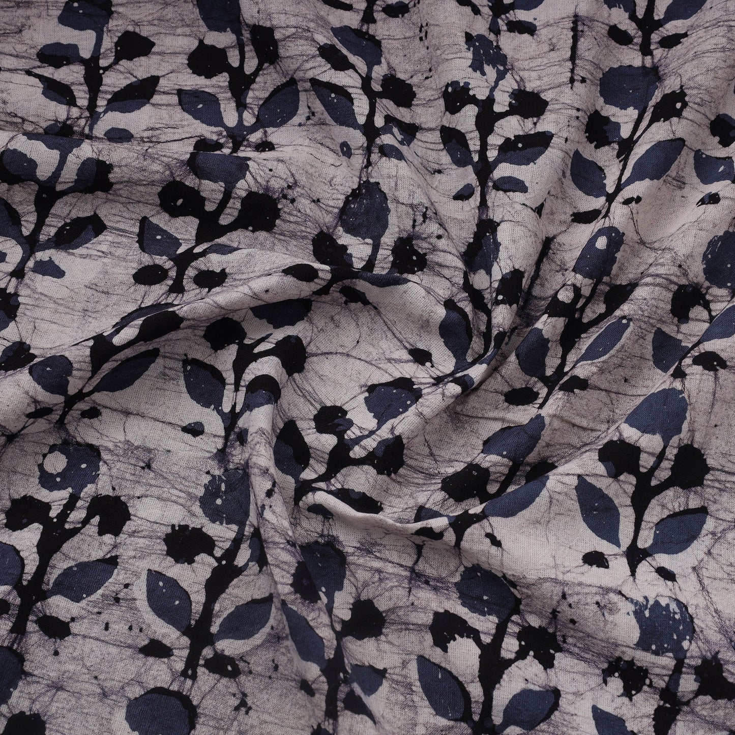 Grey Cotton Kutch Hand Batik Print Fabric