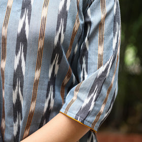 Grey Cotton A-Line Pochampally Ikat Kurta for women