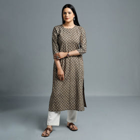  Ajrakh Block Printed Cotton Long Kurta for Women