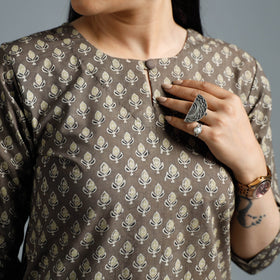  Ajrakh Block Printed Cotton Long Kurta for Women