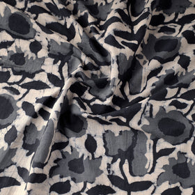 Grey Block Print Cotton Natural Dyed Jahota Fabric