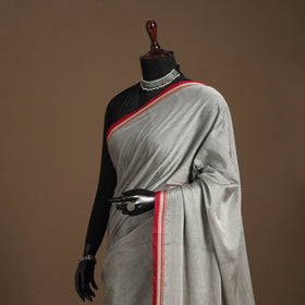 Grey - cotton plain saree with thread border 20