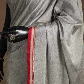 Grey - cotton plain saree with thread border 20
