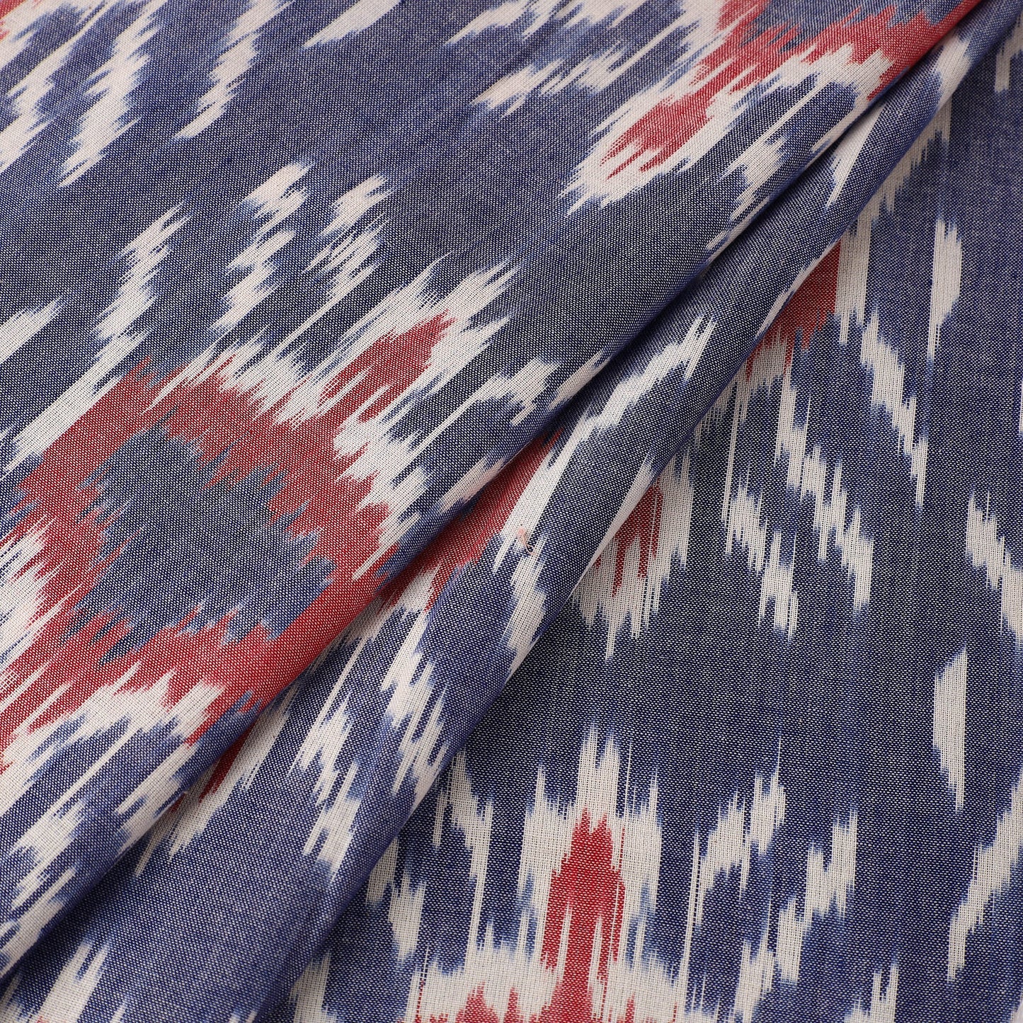 Grey Handloom Cotton Pochampally Central Asian Ikat Fabric
