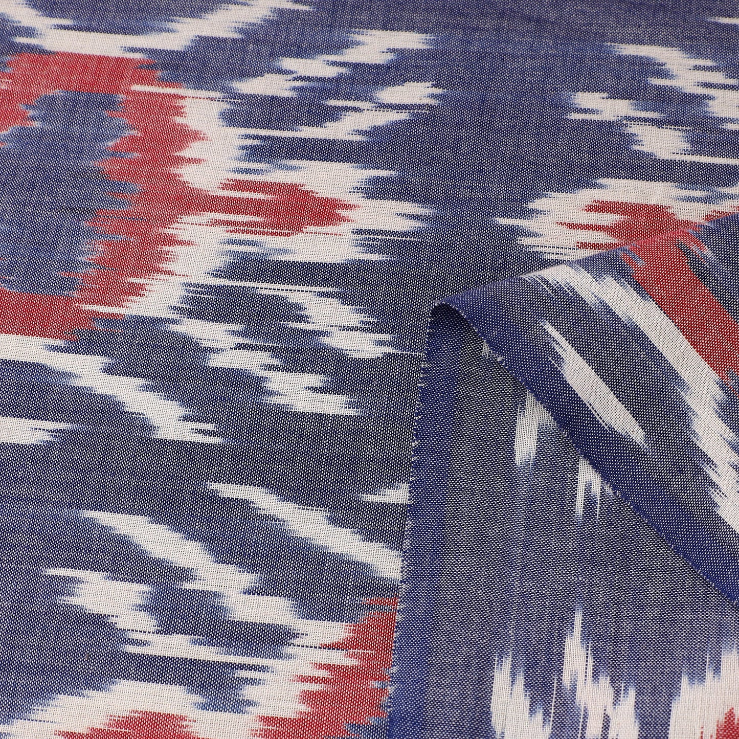 Grey Handloom Cotton Pochampally Central Asian Ikat Fabric